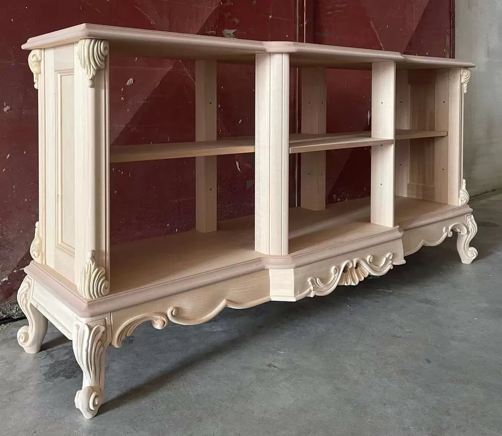 Retro divano bifacciale classico barocco legno grezzo 155x50x76 - Mobili 2G