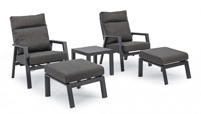 Set 2 Poltrone 72x81x98h cm Reclinabili con Cuscini Kledi Antracite