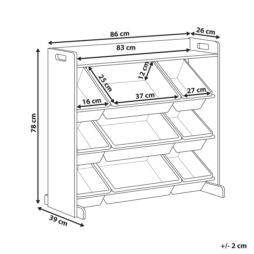 Scaffale con 9 contenitori Cassetti Grigio e Bianco MDF Plastica Unico Camera dei bambini Storage Design Moderno