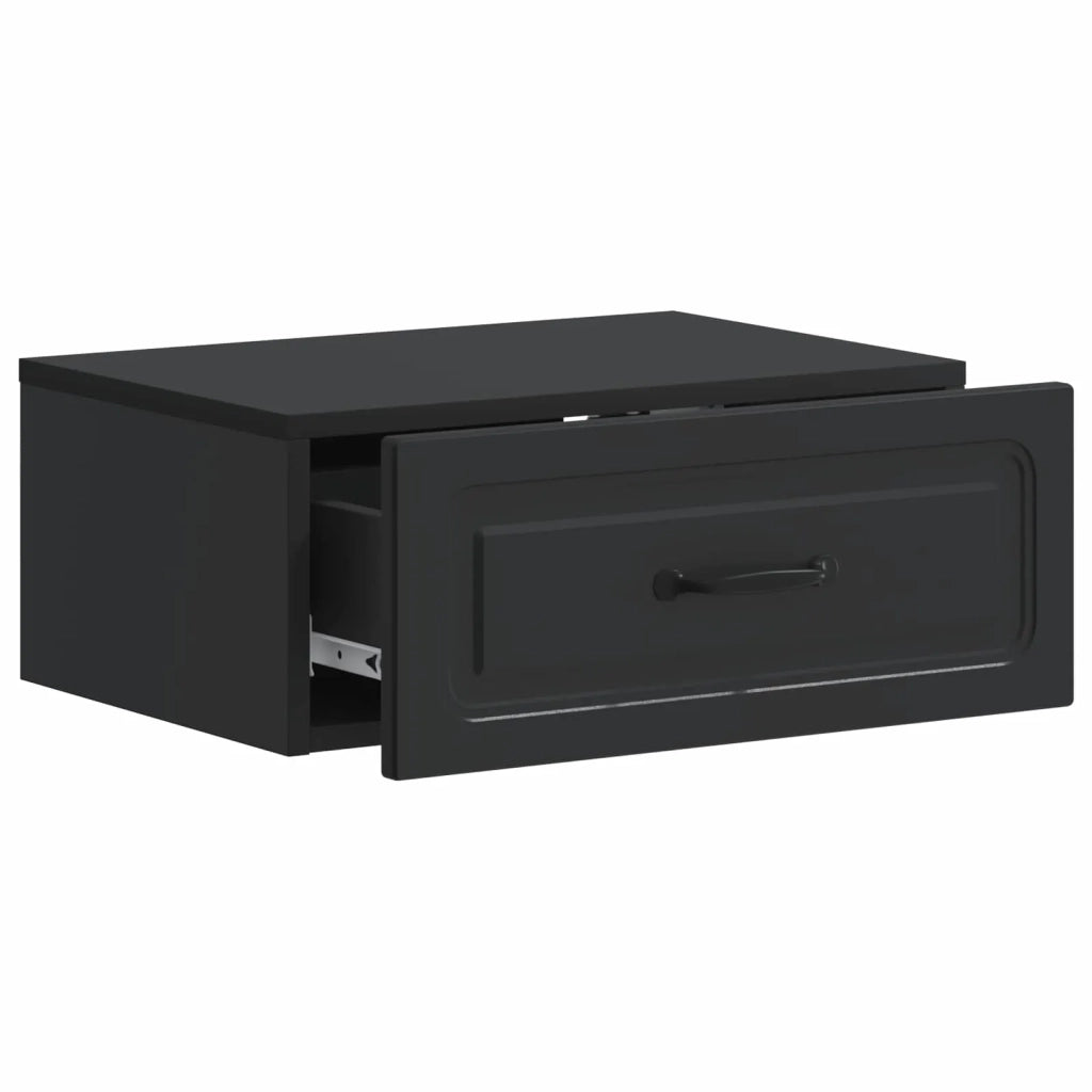 Mobiletto da notte a muro con cassetto Nero 49 x 34,5 x 20 cm