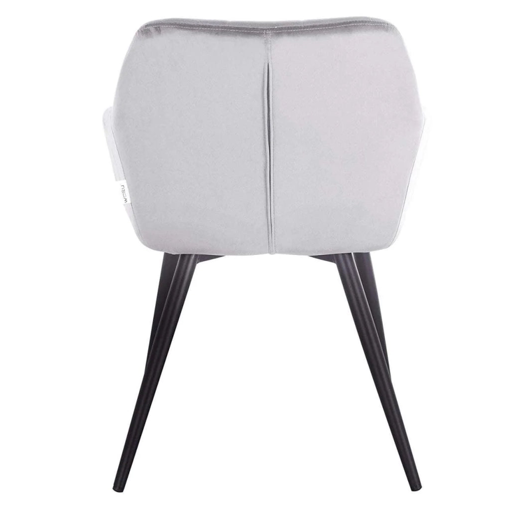Sedia da pranzo in velluto con gambe in metallo a scacchi grigi 19_0000377