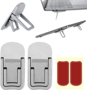 Supporto portatile per laptop pieghevole 2 pezzi - Stand per laptop trasportabile adesivo - compatibile con tutti i modelli di laptop - argento