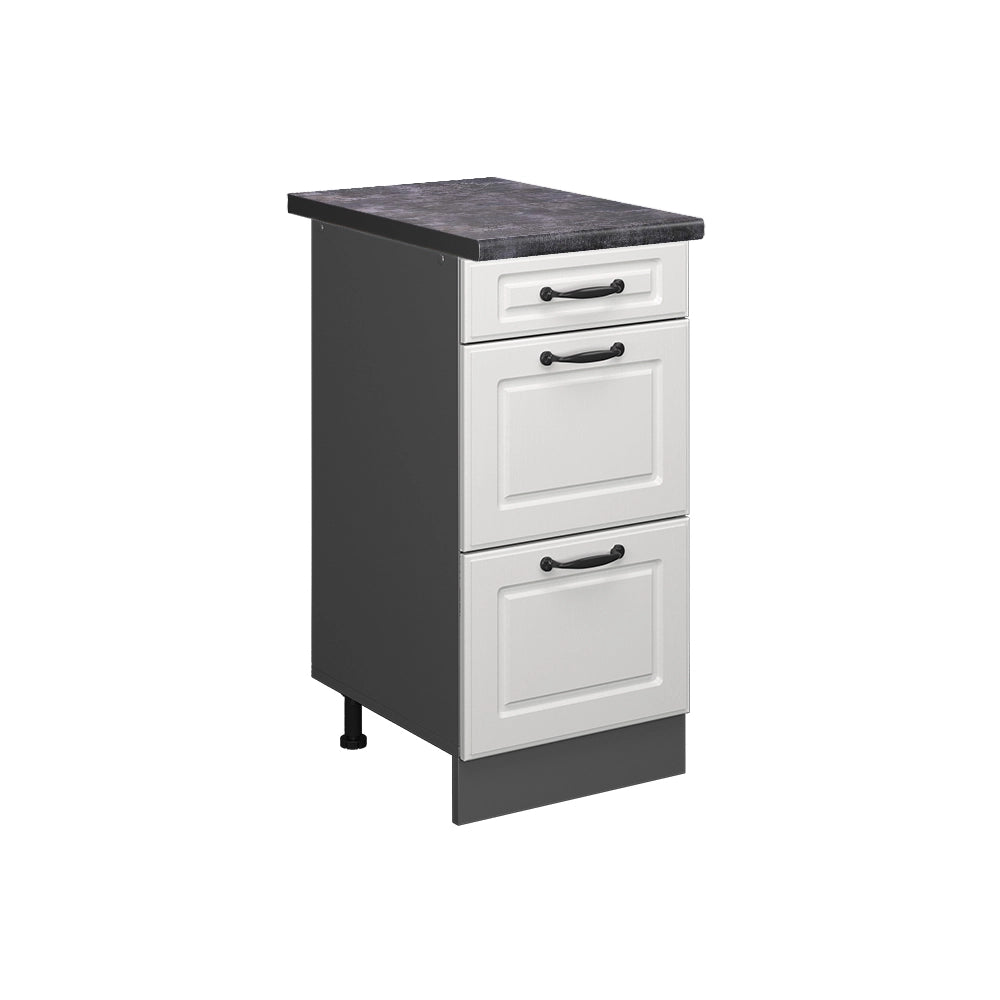 Vicco Mobiletto base per cucina Bianco casa di campagna 40 cm con cassetti, PL Antracite
