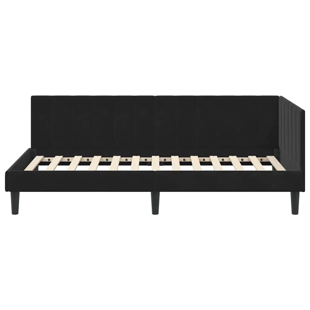 Cornice del letto ad angolo Nero 90 cm x 200 cm Velluto