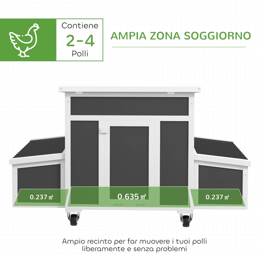 Pollaio in Legno per Galline con Nidi ¨C zephmum ¨C Grigio Scuro 100x60x80