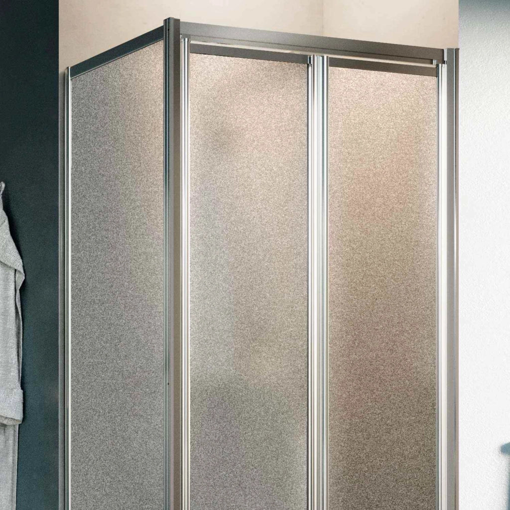 Box Doccia Angolare 90x90CM H198 Cristallo Stampato C Fisso+Saloon 2 Ante Battente 90 mod. West