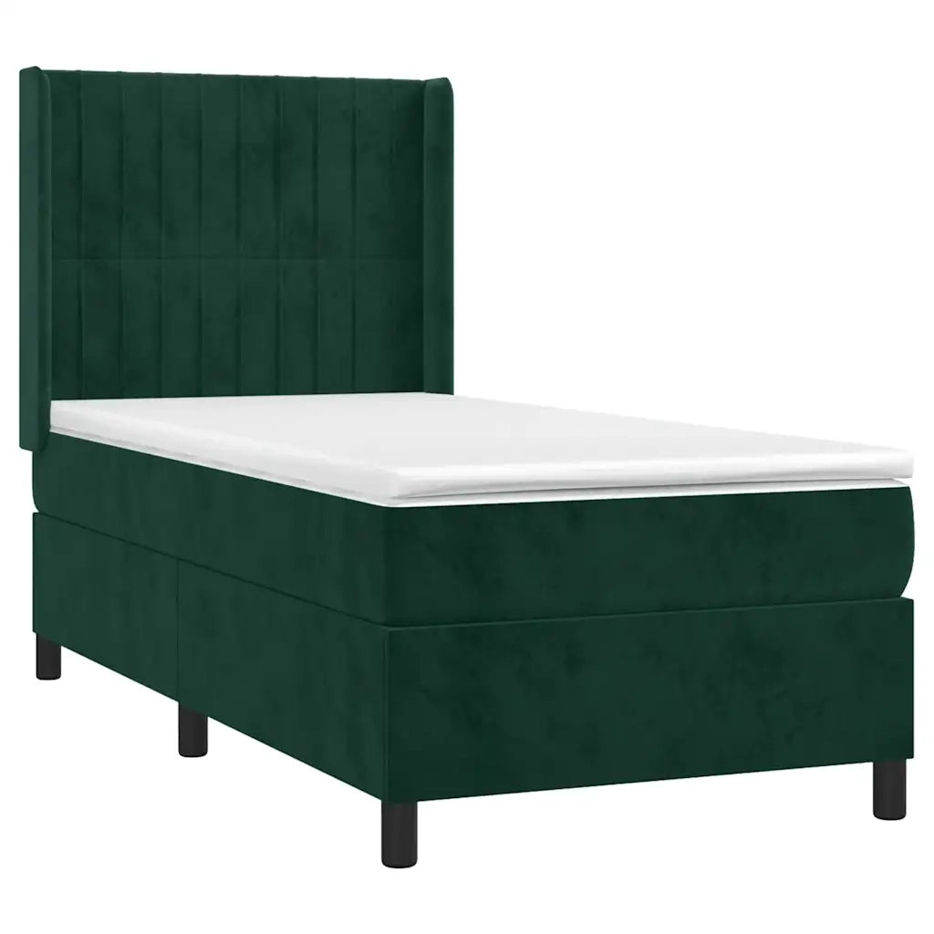 Giroletto a Molle con Materasso Verde Scuro 100x200 cm Vellutocod mxl 98744