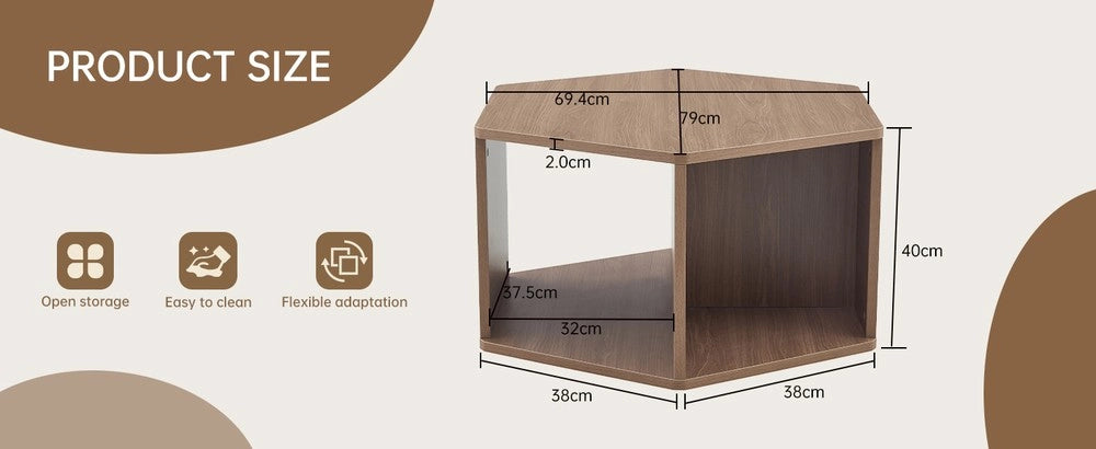 Tavolino da Caff¨¨ Esagonale ¨C MINIMAL ¨C Legno, Design Moderno, 79x69x40 cm
