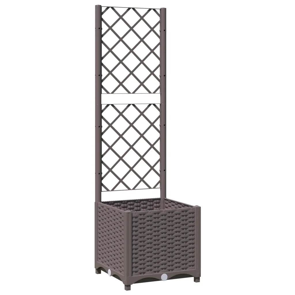 Fioriera | Cassetta per fiori | Vaso da Giardino con Graticcio Marrone 40x40x136 cm in PP