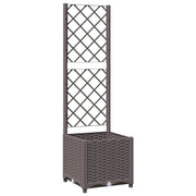 Fioriera | Cassetta per fiori | Vaso da Giardino con Graticcio Marrone 40x40x136 cm in PP