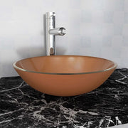 Lavandino in Vetro Temperato 42 cm Marrone 142232