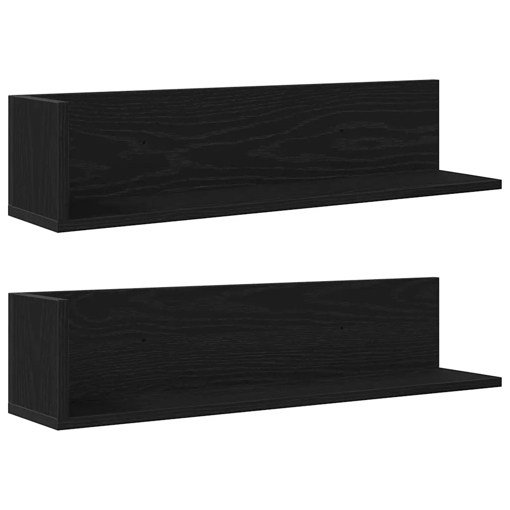 Mensole da Parete 2pz Nere 75x16,5x16,5 cm in Truciolato 860032