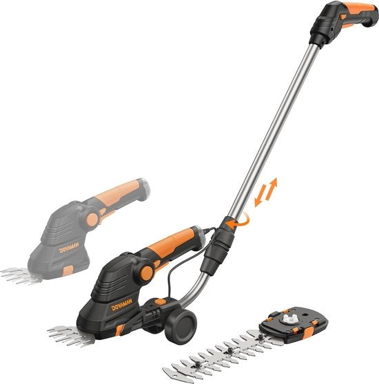 Accugrassatrice 3 in 1 con Estensione e Ruote - 80 minuti di Ricarica, Manico Ergonomico, Ideale per Lavori di Giardino