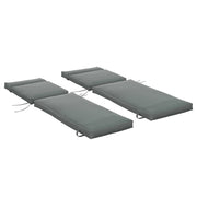 Set 2 Cuscini per Sdraio da Esterno 196x55x8 cm Imbottiti in Cotone con Cinghie Grigio Scuro