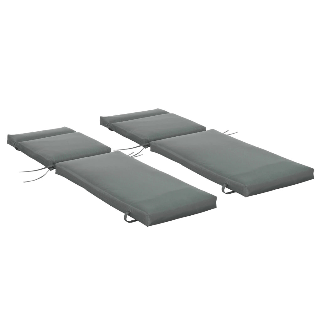 Set 2 Cuscini per Sdraio da Esterno 196x55x8 cm Imbottiti in Cotone con Cinghie Grigio Scuro