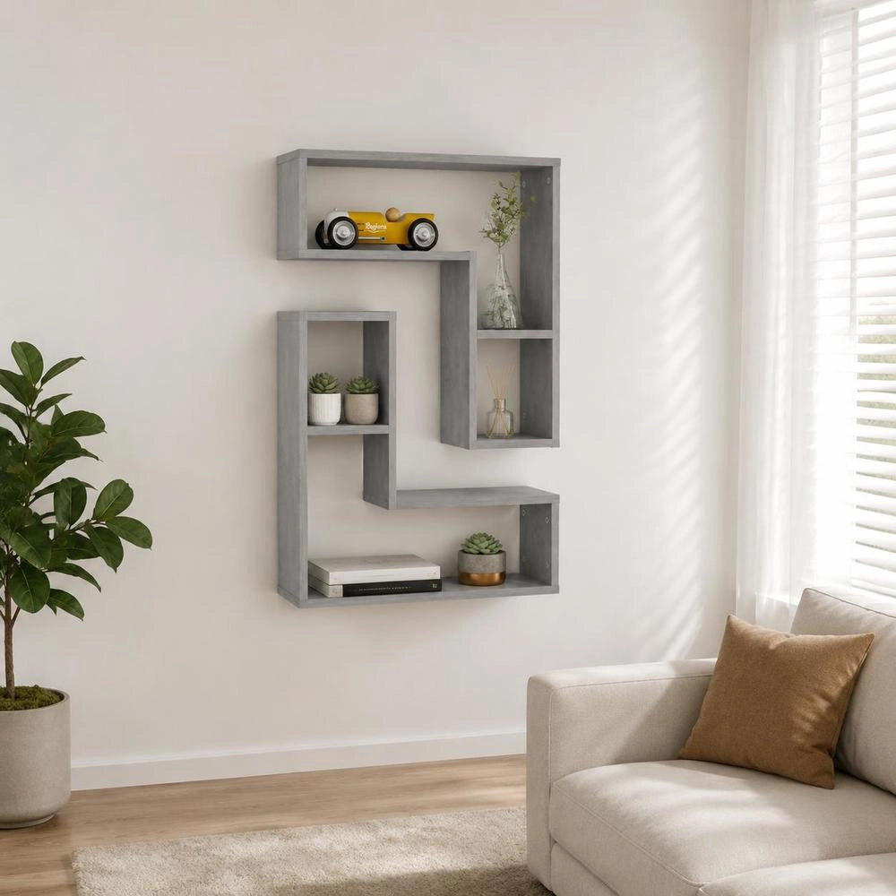 Wall Shelves, 2 Pieces, Concrete Grey, 50x15x50 Cm, Wood-based Material
