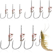 Fili da Gambero 9 pezzi - Fili da Gambero Vivente - Acciaio Inox - Cinghia in Gomma - Fila - 3 Misure (4,7x1,9cm, 4,3x1,6cm, 4,1x1,4cm) - Fili da Pesca