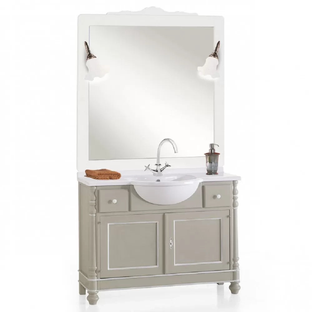 Mobile in legno bagno 2 porte e 2 cassetti tortora