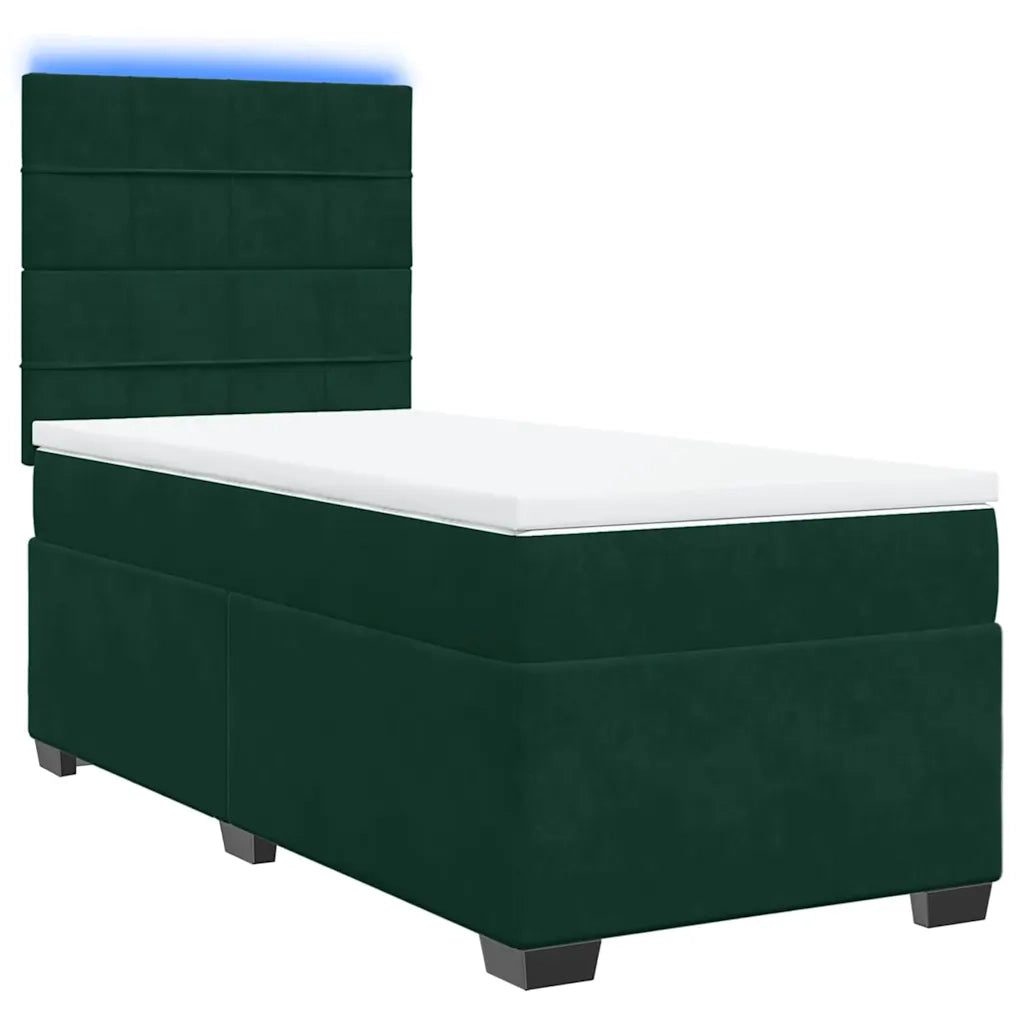 vidaXL Giroletto a Molle con Materasso Verde Scuro 80x200 cm Velluto