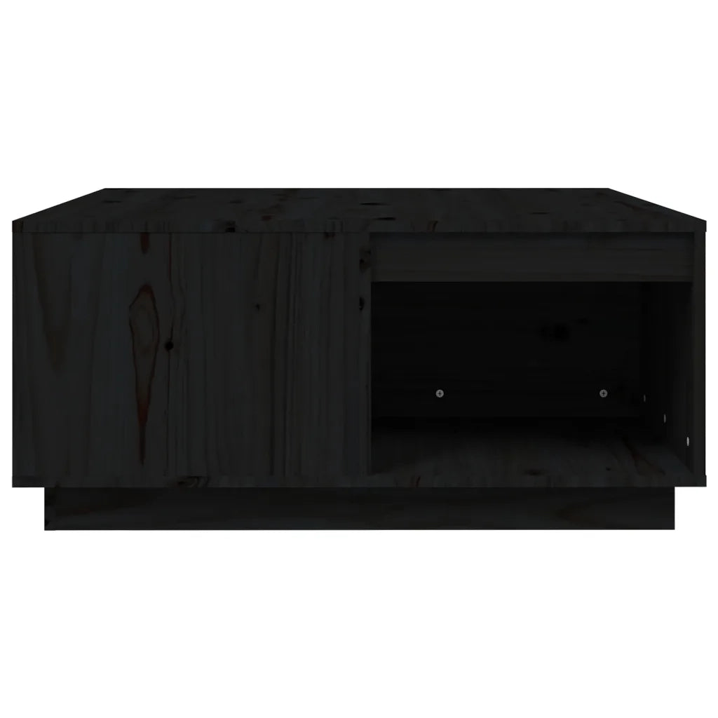 Tavolino da Salotto Nero 80x81x36,5 cm Legno Massello di Pino 814528