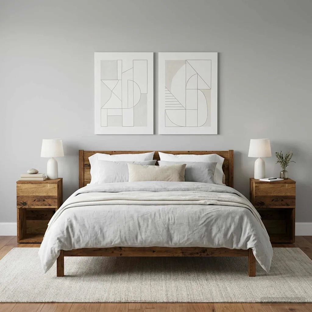 Armadietto per letto 2 pz Legno antico 29 x 31,5 x 49 cm CFW6903826