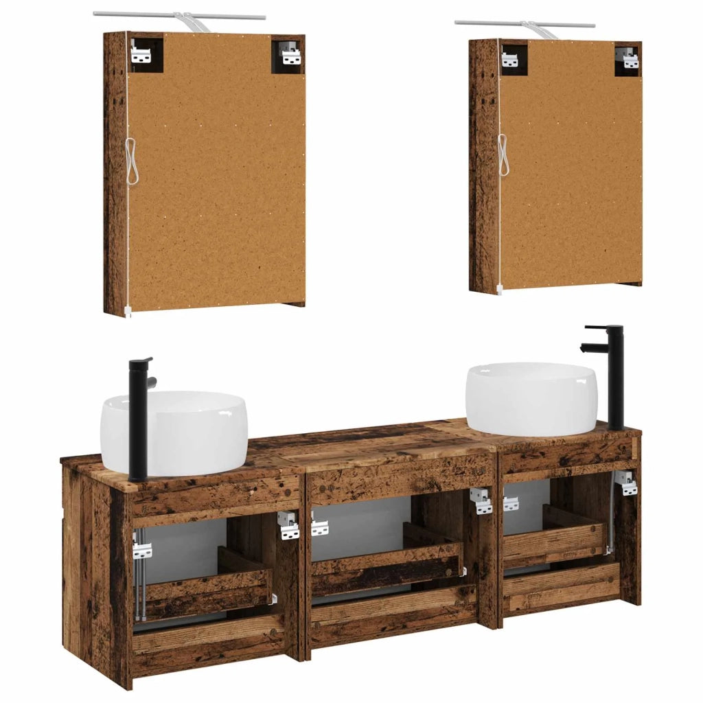 Set di Armadi da Bagno 5 pcs Legno antico 50 x 14,5 x 70 cm 3406637