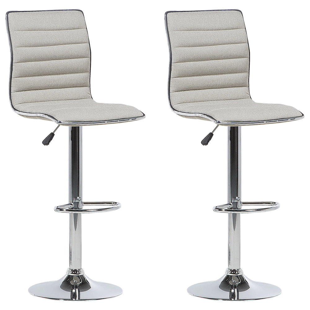 Set di 2 sedie da bar in tessuto beige sedile in tessuto argento altezza del bancone girevole e regolabile in altezza