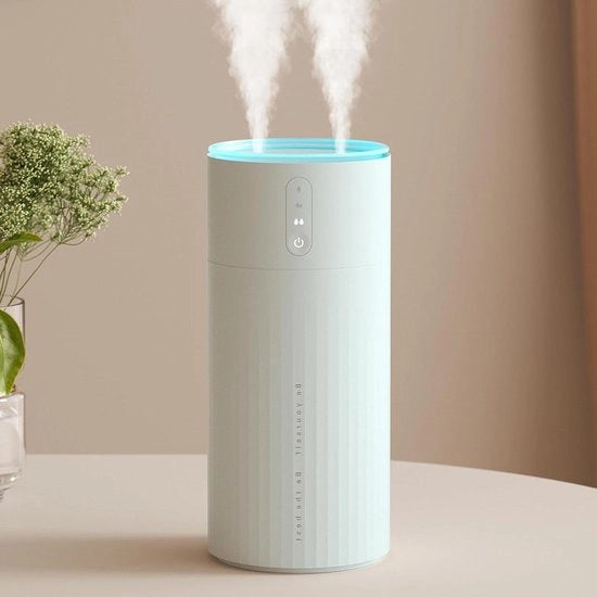 Aria umidificatrice per camera da letto - doppie aperture nebbiose - 3 velocità - ricaricabile - portatile - 8000 mAh - con illuminazione - umidificatore aria automatico