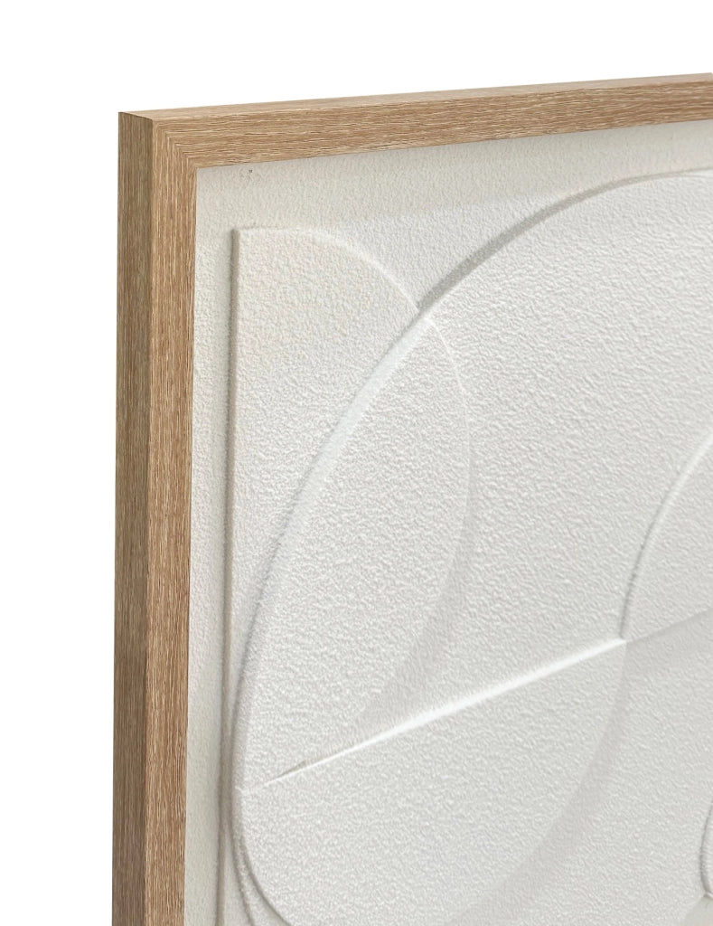 Tela incorniciata Hispanohogar in resina 3D materica geometrica bianca 60x60
