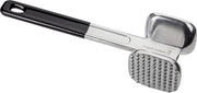 26cm macchina da affettare con manico softtouch e martelletto in alluminio - finitura lucida e lama piatta - argento/nero