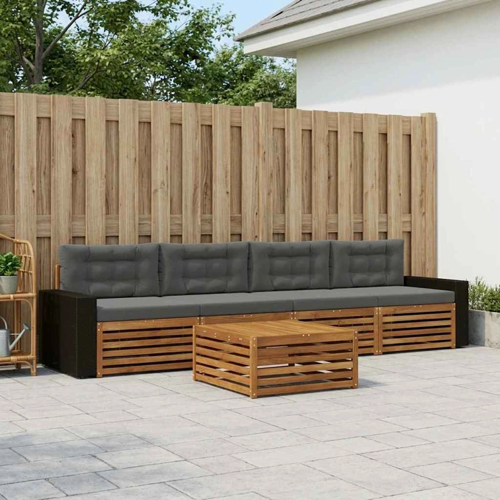Set di divani da esterno 5 pz Naturale e Antracite 3383005