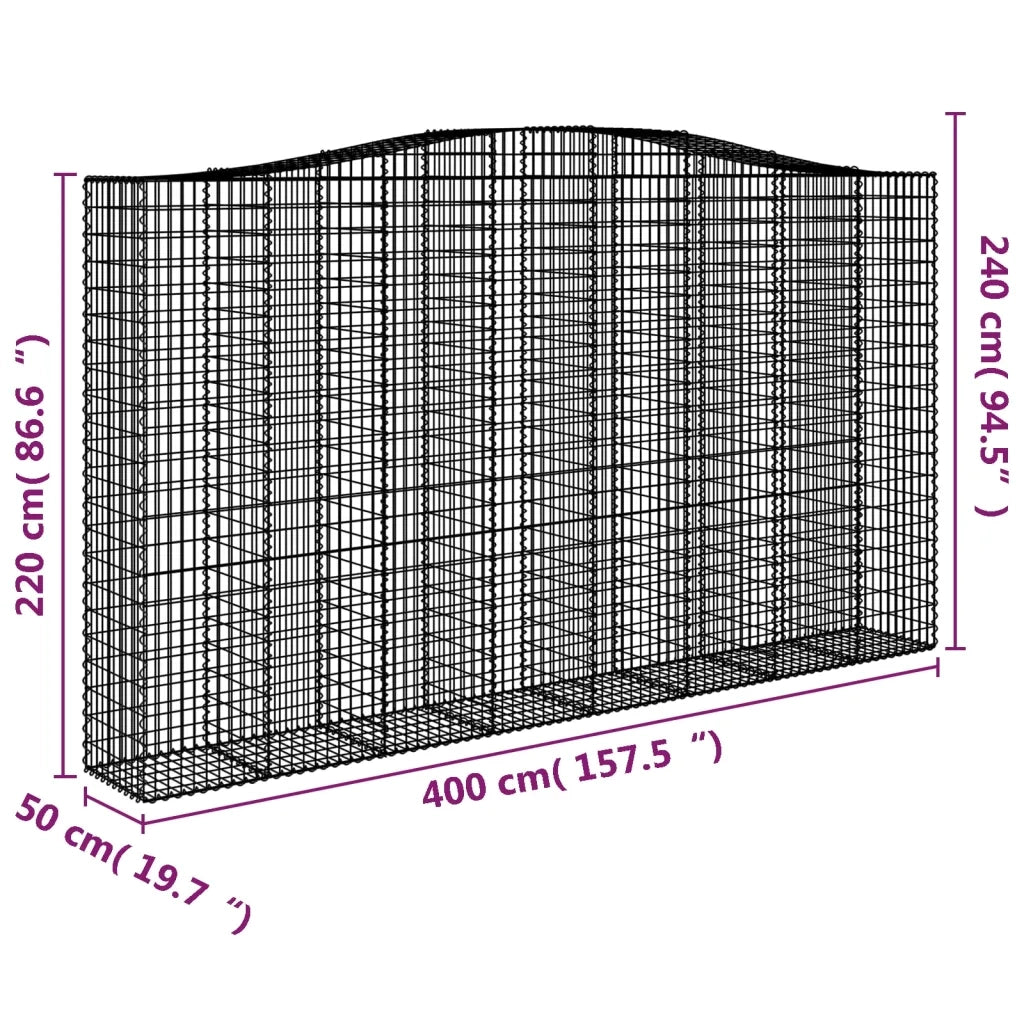 Cesto Gabbione ad Arco 400x50x220/240 cm Ferro Zincato cod mxl 50176