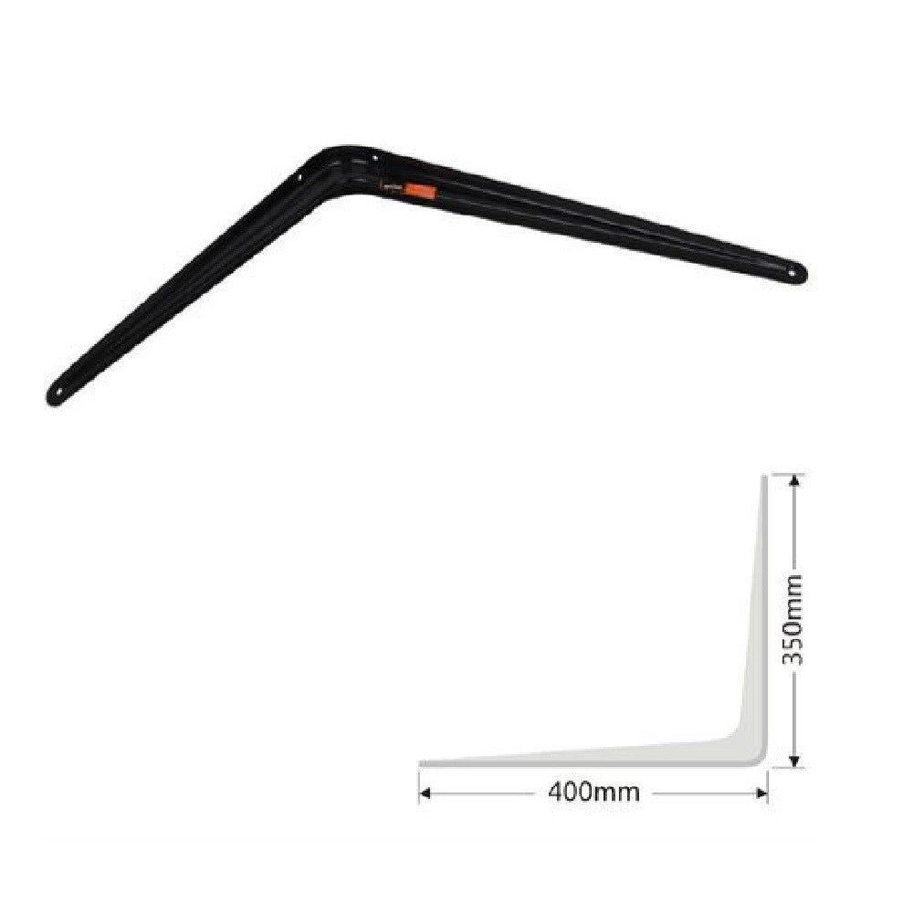 Trade Shop - Set 2 Pz Reggimensola Supporto Staffa Triangolo Mensola Metallo 40 Cm Nero 91275 -