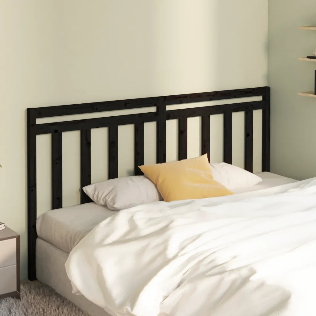 Testiera | Testata per Letto Nera 186x4x100 cm in Legno Massello di Pino