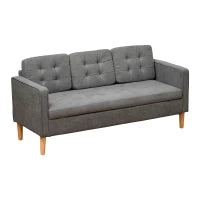 Divano 3 Posti Moderno in Tessuto Grigio con Vano Contenitore e Design Scandinavo, Grigio, 166.5x62x82cm