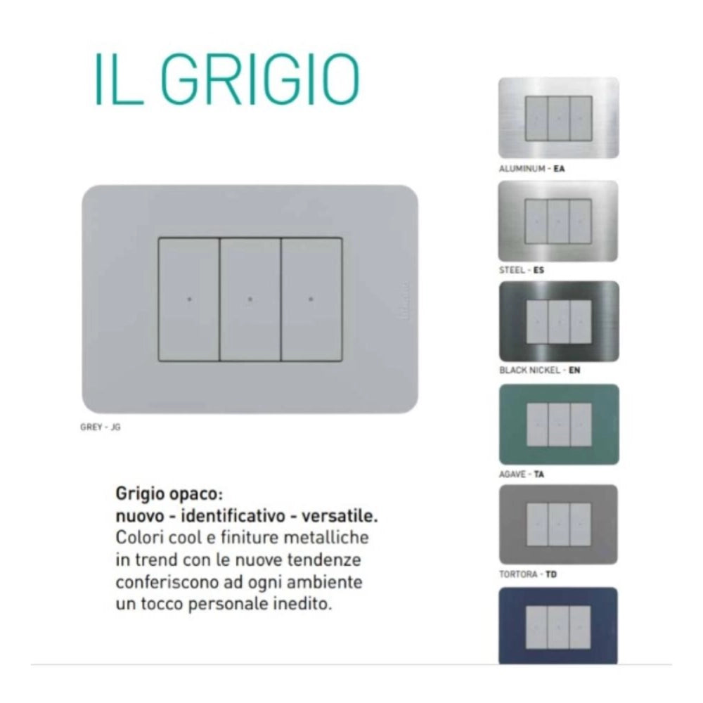 bticino serie matixgo pulsante assiale unipolare illuminabile 10a 250vac *** colore grigio, confezione 1