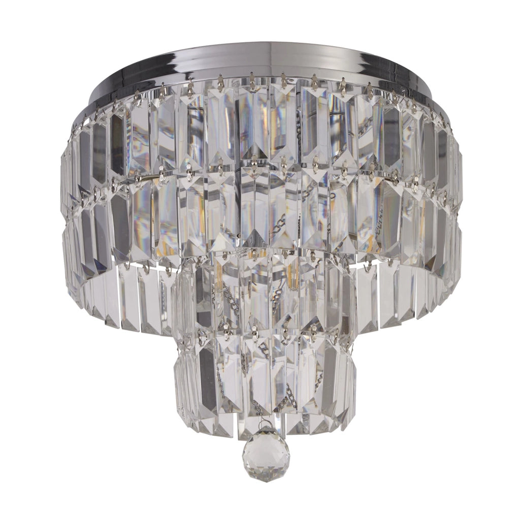 Lampada a Soffitto Classica Impero Acciaio Cromo Vetro Trasparente 4 Luci E14