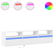 Mobile TV a Parete | Armadietto TV | Mobile Porta TV con LED Bianco 180x31x45 cm