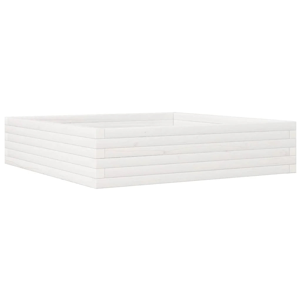 Fioriera rialzata per piante fiori terrazza giardino 100 x 100 x 23 cm legno di pino massiccio bianco 02_0037251