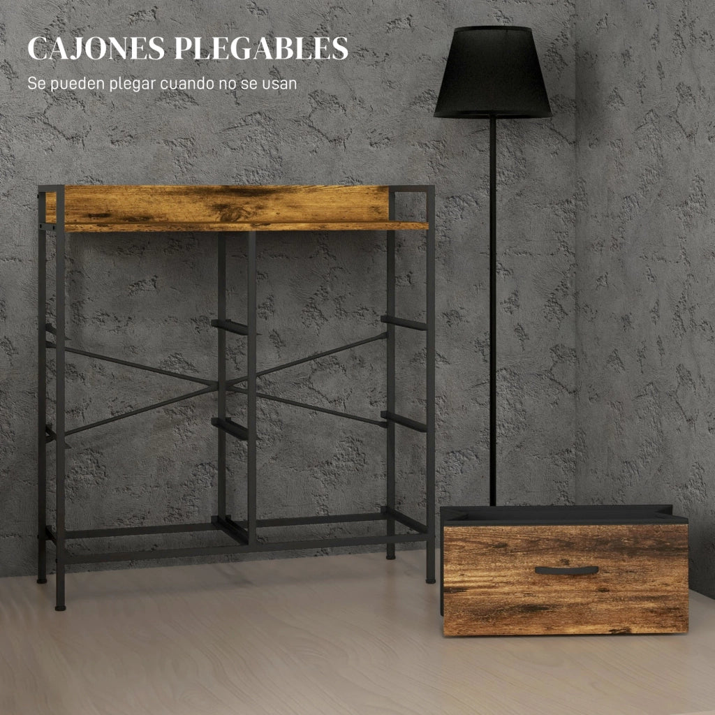 Cassettiera con 6 cassetti ¨C Zephmum ¨C Tessuto effetto legno marrone 79x29x85 cm