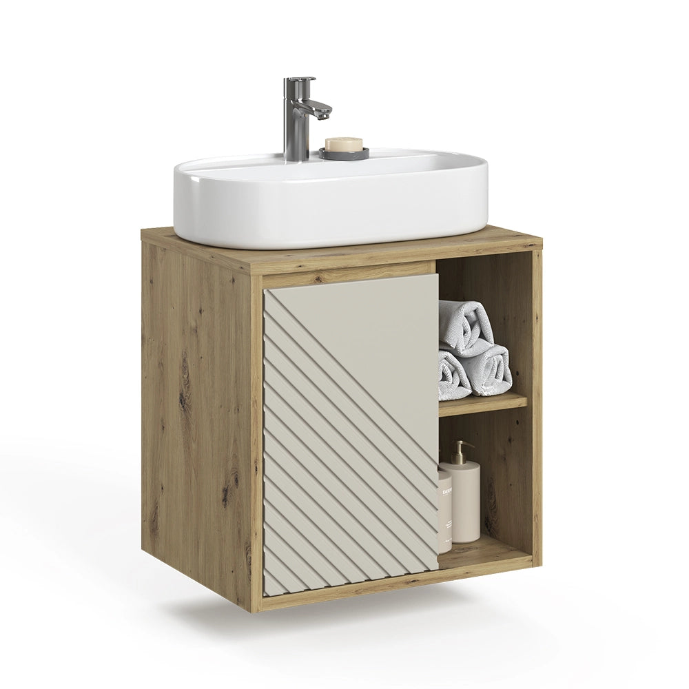 Mobile sottolavabo per bagno Viola Rovere artigianale/Cachemire 60 x 60 cm Vicco