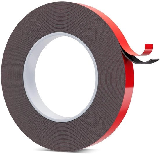 Tape doppio lato extra resistente - Adesivo 15mm largo - Nastro auto per montaggio - Supporto adesivo - Nastro rotolo - Adatto per superfici liscie