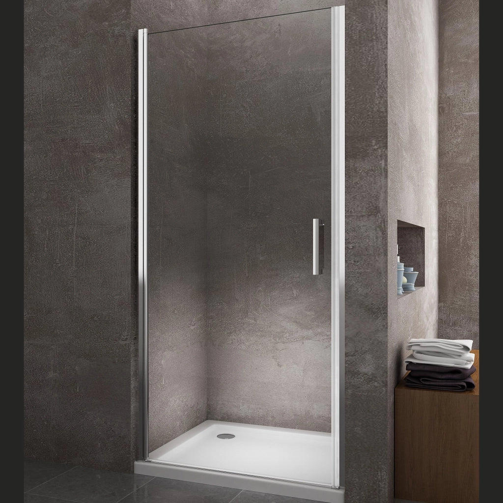 Parete Doccia Battente In Nicchia Vetro 8 mm Easy-clean Reversibile 74-78 REGOLABILE - H 200 CM - 8 MM