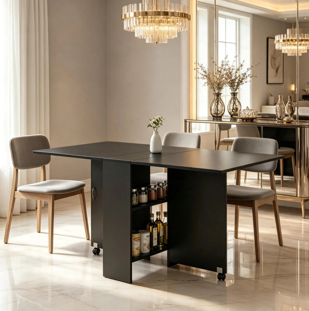 TAVOLO Pieghevole ed estensibile 75x140 cm Nero