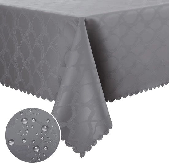 Tappeto di tavolo - impermeabile - lussuoso di pelle di pvc lavabile - facile da pulire effetto lotus di alta qualità 350 g/m² rettangolare - formato grande 100 x 140 cm impermeabile protezione contro le macchie facile da pulire grigio
