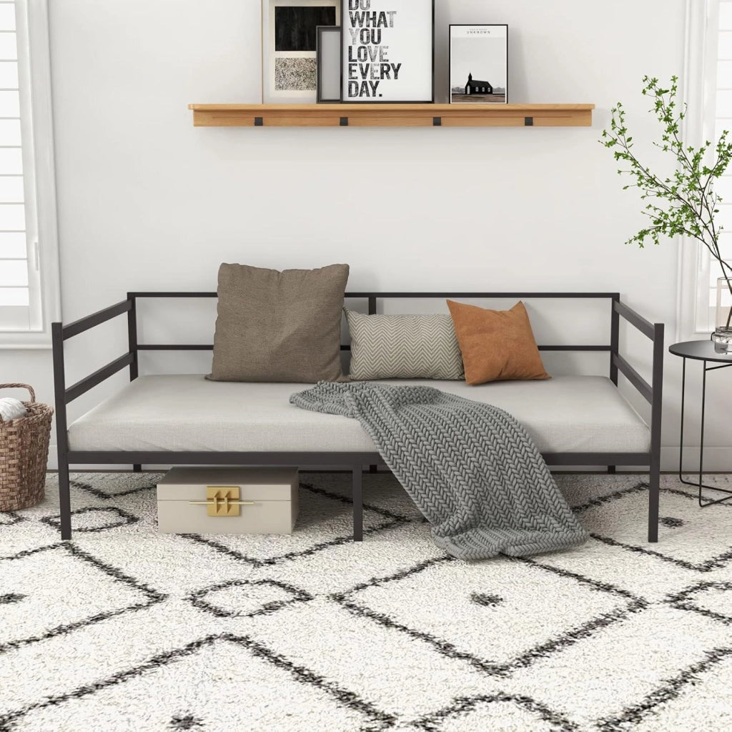 Giantex Struttura per divano letto doppio in metallo, con supporto resistente a 16 doghe e spazio di archiviazione di 28 cm, divano letto salvaspazio per soggiorno, camera degli ospiti, facile