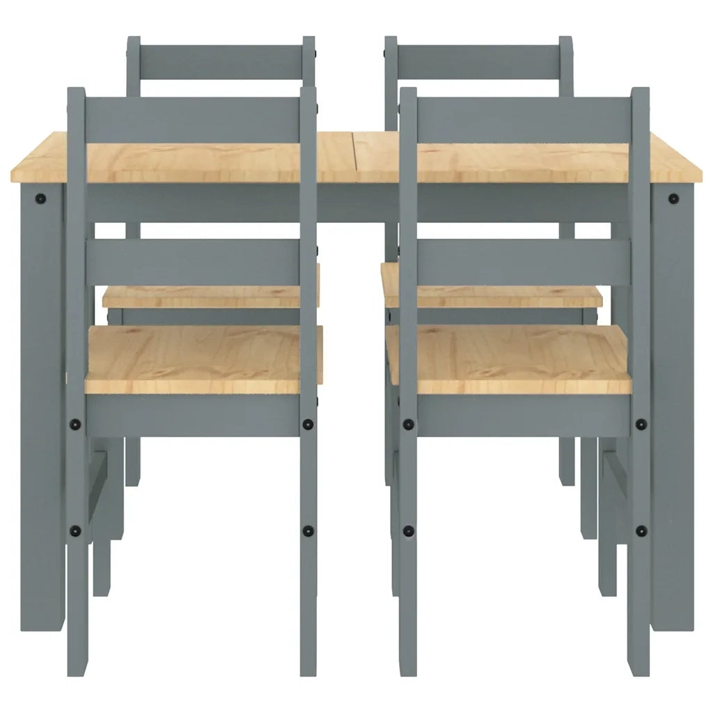 Set da Pranzo 5 pz PANAMA Grigio in Legno Massello di Pino 3345171