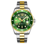 Trade Shop - Orologio Polso Longbo 80430g Uomo Quarzo Impermeabile Data Moda Silver Oro Verde -