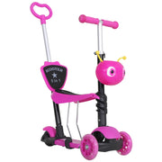 EasyComfort Monopattino 3 Ruote per Bambini con Sedile e Maniglione, Manubrio con Altezza Regolabile, 62x25x72.5cm Rosa