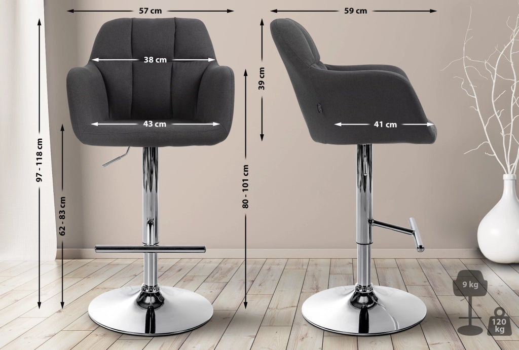 Barhocker Natoma Stoff chrom